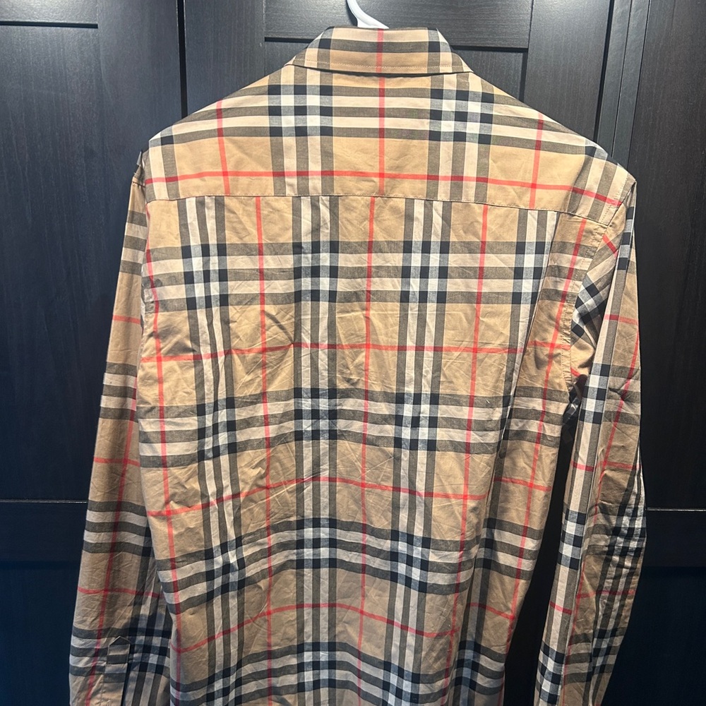 Burberry Beige and Black Plaid Shirt